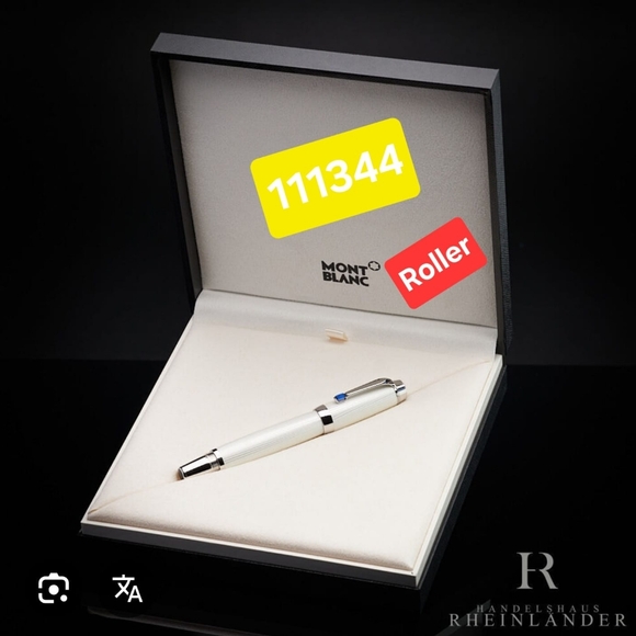 Montblanc White and Silver Rollerball Pen